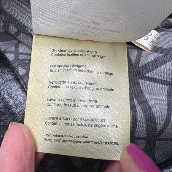 Nümph Womens Black Lambskin Leather Shorts Size‎ 38 With Graphic Lining - Picture 7 of 9